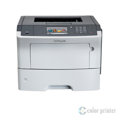 A impressora laser MS610de da Lexmark pronta para rede inclui um painel de operação com tela de toque colorida de 4,3